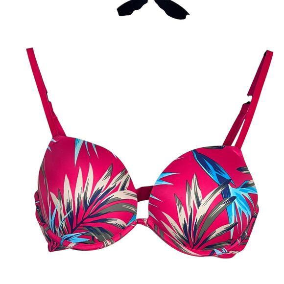 Pink by Victoria’s Secret Wear Everywhere Super Push-Up Tropical Print Bra 32D - Picture 1 of 6